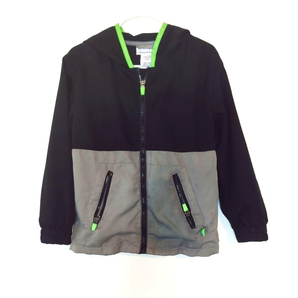 Tommy Bahama Active Jacket Boys S 5-6 Black Gray Full Zip Hooded Windbreaker - Picture 1 of 8
